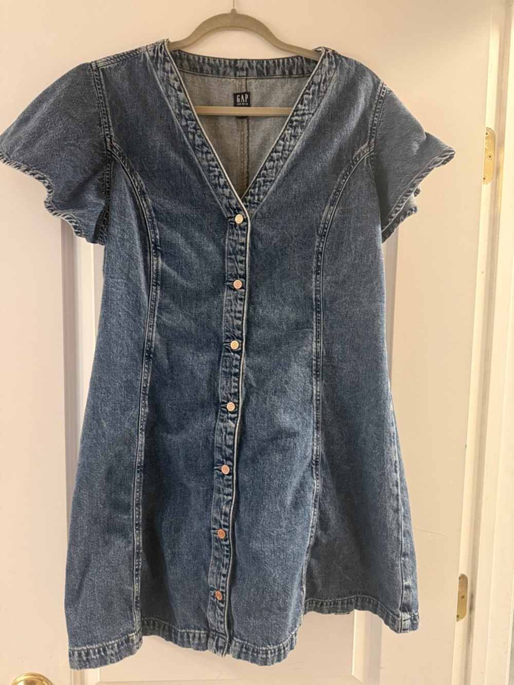 GAP Blue Button-Front Denim Dress